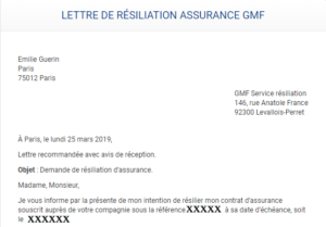 modèle de lettre de résiliation GMF