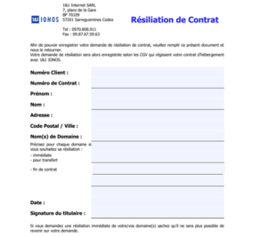 formulaire d'annulation de son contrat One and One