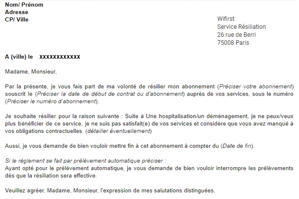 Demande De Resiliation